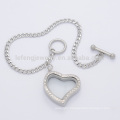 Programmable silver bracelet,crystal heart link chain bracelets for girl